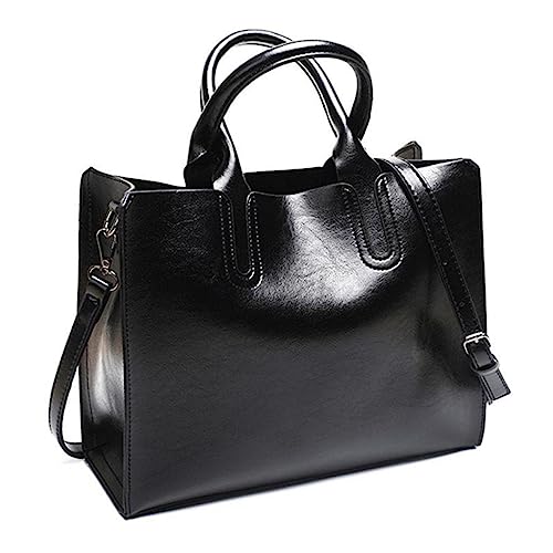 Sac à main rétro chic Healvian, cabas noir en cuir PU de haute qualité