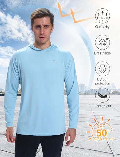 Light Face Men's Sun Protection Hoodie Shirts UPF 50+ Long Sleeve SPF UV Rash Guard Fishing Hiking Lightweight3