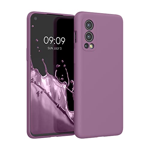 kwmobile Hülle kompatibel mit OnePlus Nord 2 5G Hülle - Silikon Handy Case - Handyhülle weiche Oberfläche - kabelloses Laden - Orchidee Violett