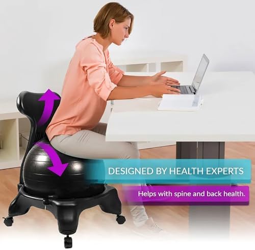 Fitness Ball Chair - Ergonomic Stool for Home/Gym - Supports Better Posture and Comfort for Adults & Pregnant Women