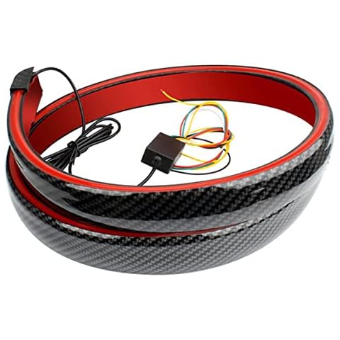 SOCAL-LED 1x 50" LED Spoiler Tailgate Light Bar Strip Multi-Function Brake/Signal/Emergency/Tail Light Bright Red Color, Carbon Fiber Texture, Universal fit for Cars Cover