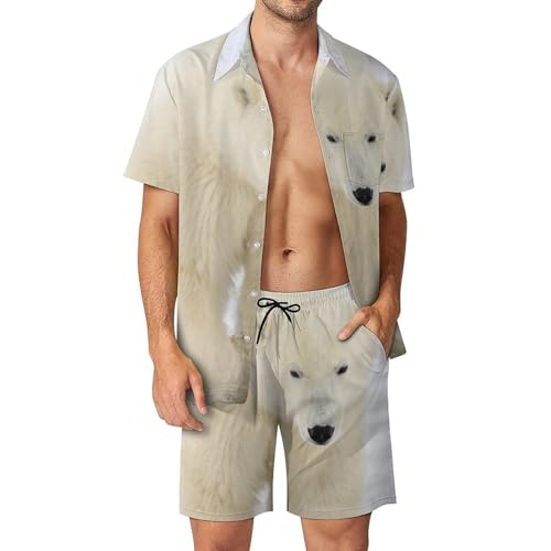 Chemise Hawaïenne Ours Polaire Ensemble de Plage Idéal pour vos Soirées et Journées d'Été