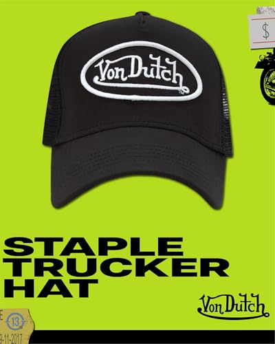 Image of Von Dutch Unisex Trucker Hat - Retro Classic Solid Color Mesh Back Snapback Baseball Cap for Men & Women.