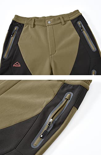 Ysento Men'S Skiing Pants Waterproof Windproof Fleece Lined Hiking Cargo Insulated Pants Winter Warm Snow Pants Khaki Size 34 thumb #2