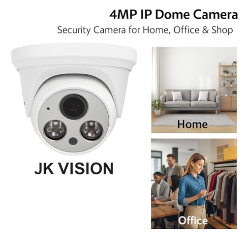 Image of JK Vision 4MP IP Dome Camera with 1.8mm Ultra-Wide Lens |24 /7 Color, 3Powerful LED, Indoor Outdoor CCTV Surveillance Camera | Full HD Network Security Camera for Home, Office & Shop