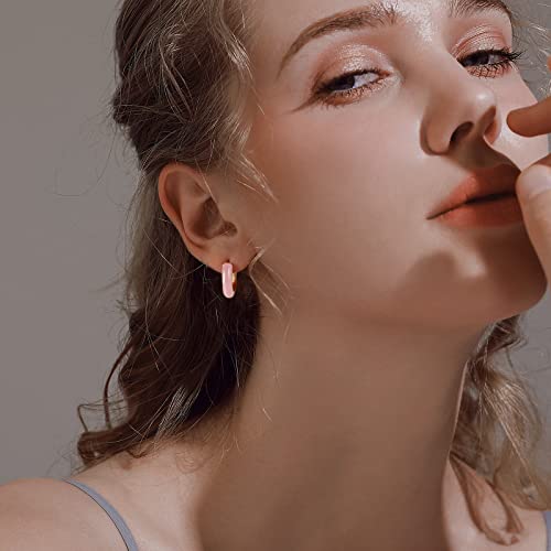 Lourny Small Hoop Earrings for Women, 18K Gold Plated Hypoallergenic Cute Enamel Huggie Earring Gifts for Women2