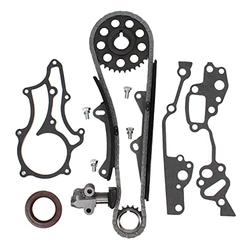 CNS (96 Links - Single Row) HD Heavy Duty Timing Chain Kit (2 HD Metal Steel Guide Rails & Bolts) Compatible with 85-95 Toyota 2.4L 4Runner Pickup Celica 4-Cylinder 22RE 22REC 22RTEC