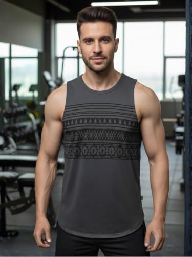 Image of Rigo Stylish Cotton Printed Vest for Men | Round Neck,Regular Fit, Sleeveless T-Shirt Vest for Men | Casual Innerwear Sando for Men & Boys - Perfect for Workouts Gym, Vacations, and Beaches