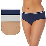 ELLEN TRACY Women's Seamless Hipster Fit Underwear Panties - 3-Pack Multipack - Large, Latte/Sterling/Dark Navy