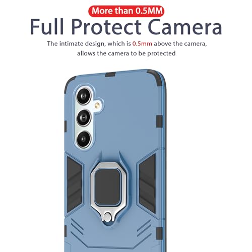 Image of Pikkme Samsung Galaxy S23 FE 5G Back Cover | D5 Tough Armor Bumper | 360 Protection Case | Ring Holder Stand Case for Samsung Galaxy S23 FE 5G (Blue)