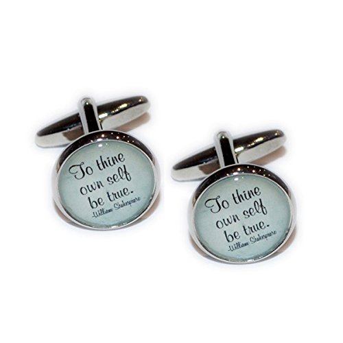 Mancuernillas para hombre con cita de Shakespeare miniatura 1