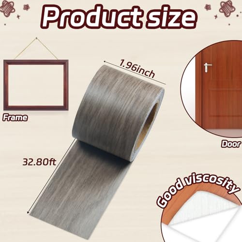 Image of Self-Adhesive Wood Repair Tape, 2 Inch X 32 Ft Gray Wood Grain Tape for Furniture, Floors, Doors, Cabinets, Windows & Home Decoration 1 Roll