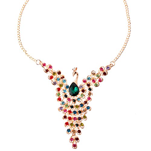 UBBC Colorful Peacock full diamond vintage necklace