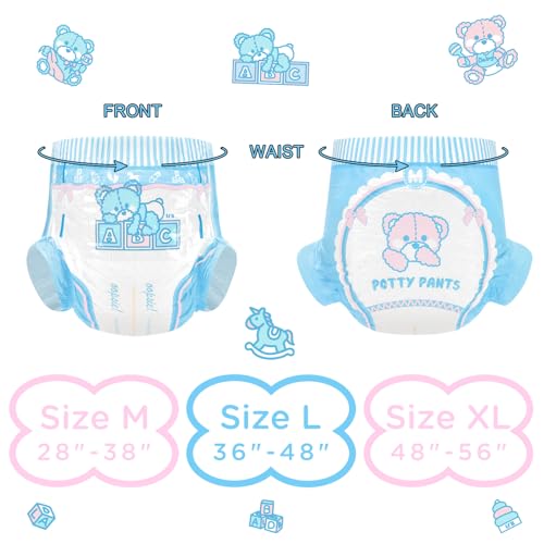 Image of Littleforbig Adult Printed Diaper 10 Pieces - Potty Pants (X-Large 48 inch-56 inch)