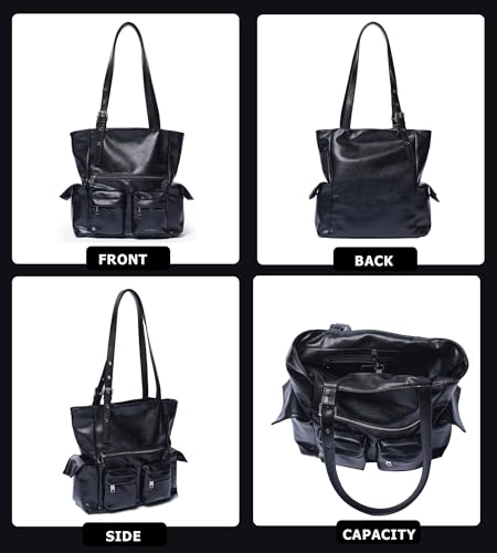 Bolso tote grande de cuero sintético suave myfriday, bandolera tipo satchel con cierre de gancho miniatura 5
