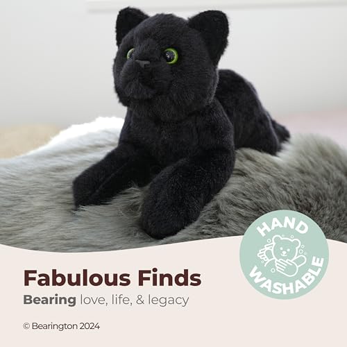 Image of Bearington Lil' Jinx Black Cat Plush - 8 inch Realistic Black Cat Stuffed Animal Toy with Soft Fur and Lifelike Details - Adorable Kitty Plushies Gift for Kids, Toddlers, and Animal Lovers