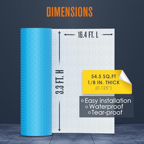 Image of Uncoupling Membrane, Tile Underlayment, Floor, 3.3 ft x 16.4 ft / 56 Sq Ft