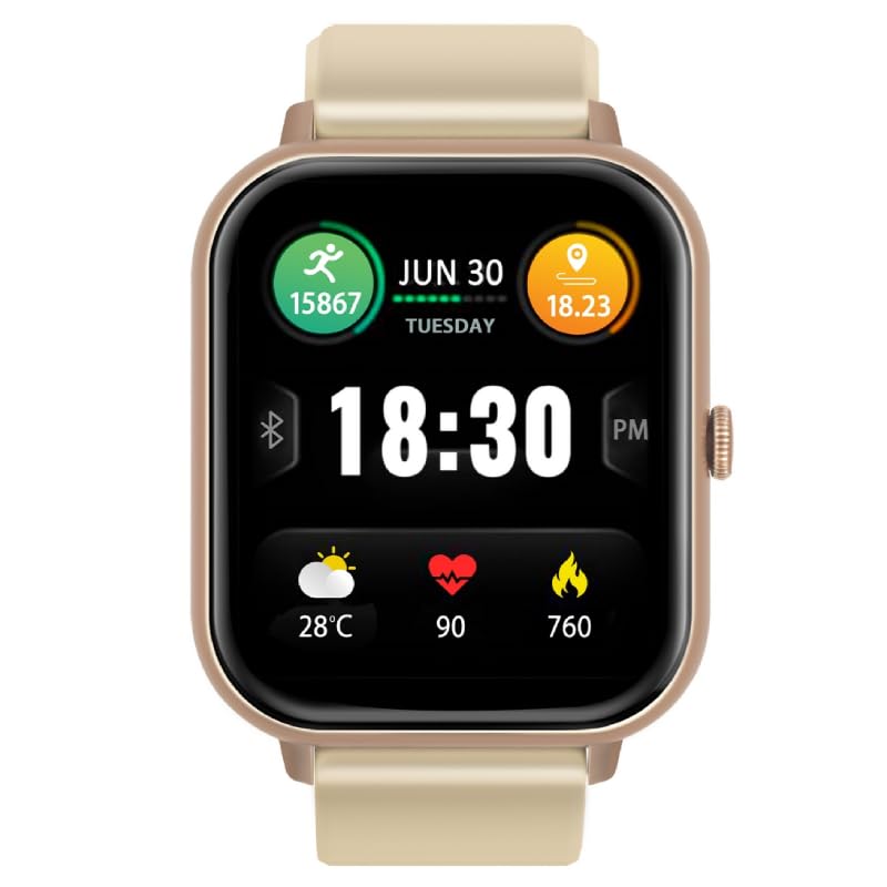 Image of Promate Xwatch-C18 Superfit Smart Watch, 1.83 inch Display Bluetooth Calling, IP67 Water Resistant, 15 Days Battery Life, 100+ Sports Modes, Real-time HR Monitor, 100+ Customizable Watch Faces (Gold)