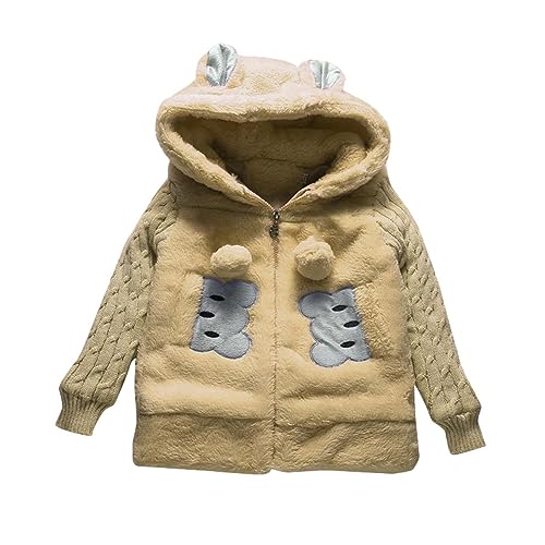 Winter Warm Fleece Coat Kids Little/big Baby Girls Winter Hooded Long Sleeve Zipper Jacket Pattern Flannel Warm Coat