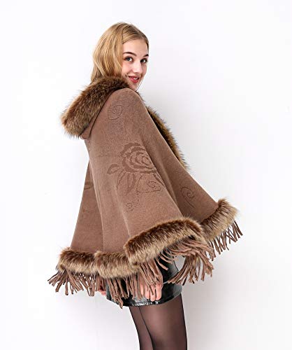 Faux Fur Shawl Hooded Cape Wrap Stole Shrug Bridal Winter Wedding with Hook3