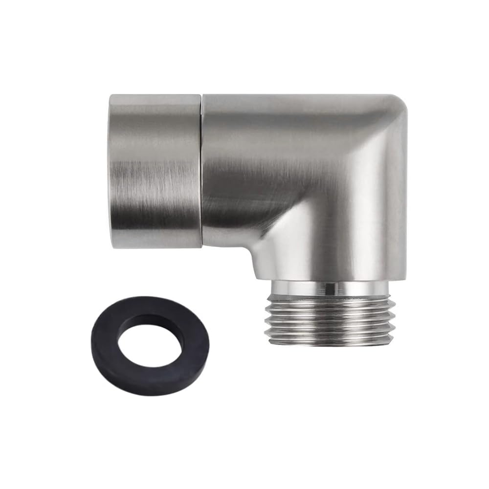 HATOOLHA Solid Brass Shower Elbow Adapter, G1/2" Shower Arm Elbow Connection Adapter for Shower Head (90°, Brushed Nickel)