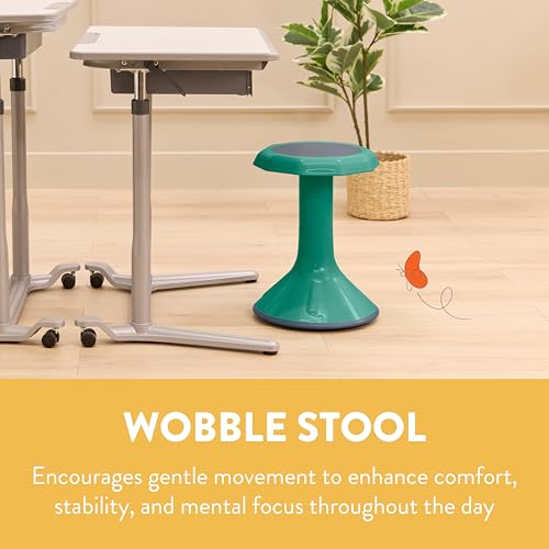 Image of Back2School Express Wobble Sensory Stool for Classroom - 18 inch Active Flexible Seating Chair for Kids, 220lb Capacity, GREENGUARD Gold Certified, Green
