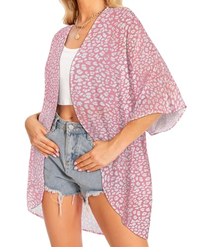 Image of Women Kimono Cardigans Casual Summer Tops Cover up Open Front Floral Print Resort Wear 2026