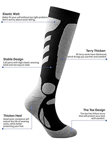 Kayzadd Ski Socks 2-Pack, Over The Calf (Otc) Non-Slip Cuff For Men, Snow Socks For Skiing,Snowboarding, Hiking, Cold Weather, Snow, Hunting #TOP2