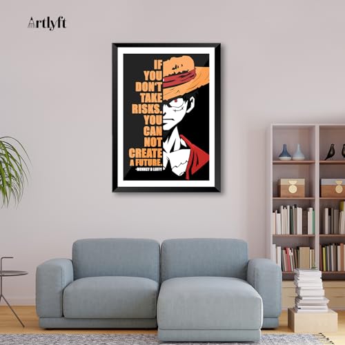 Image of ArtLyft Demon Slayer Anime Wall Frame A4 | Rengoku Quote Poster Frame | Motivational tanjiro - renguko Wall Art | Otaku Room Decor | Anim Lover Gift (Monkey D Luffy)