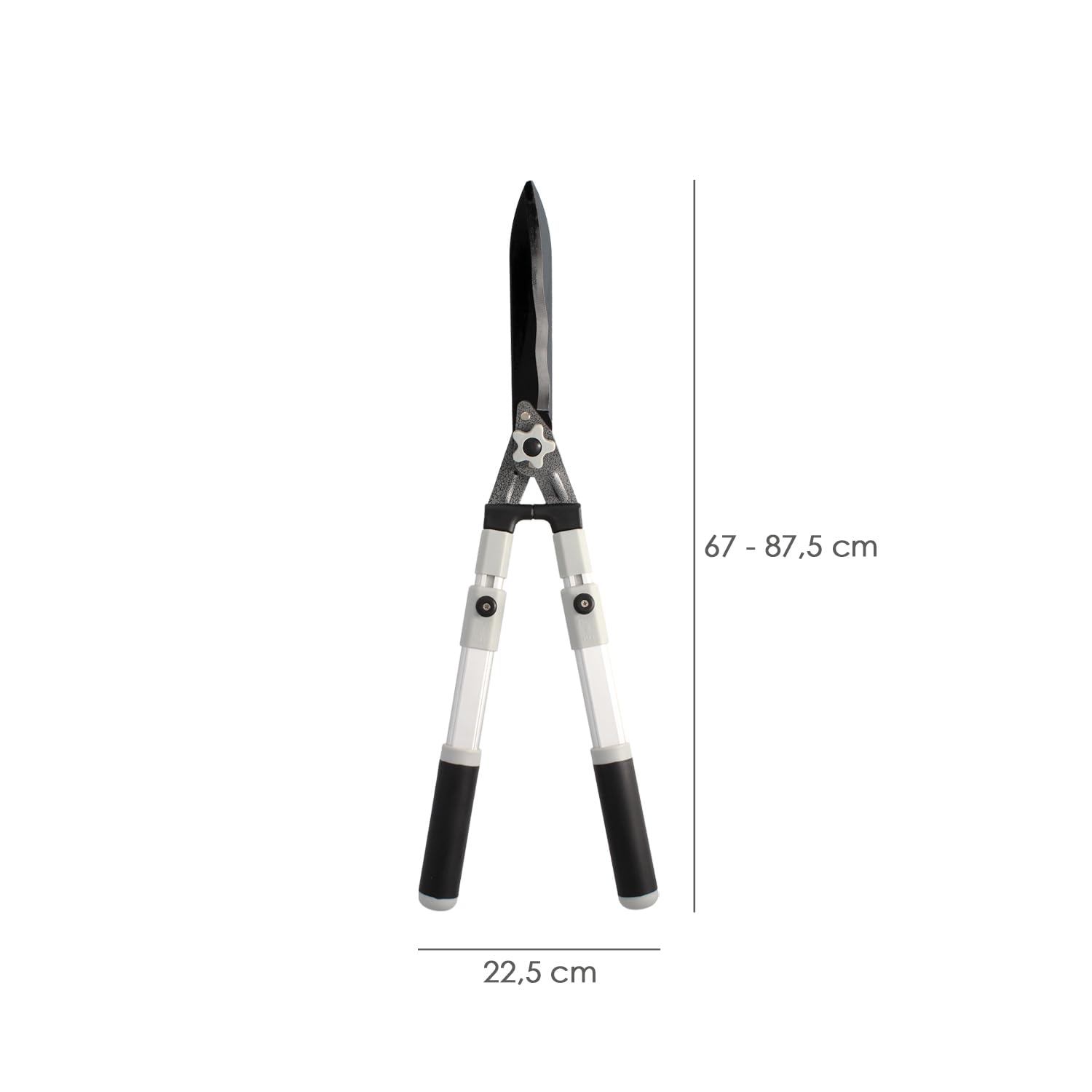 Tijera Podar Setos 2 Manos Aluminio Telescopicas, Hojas Acero Antiadherente, Mango TPR, Ajuste Corte,