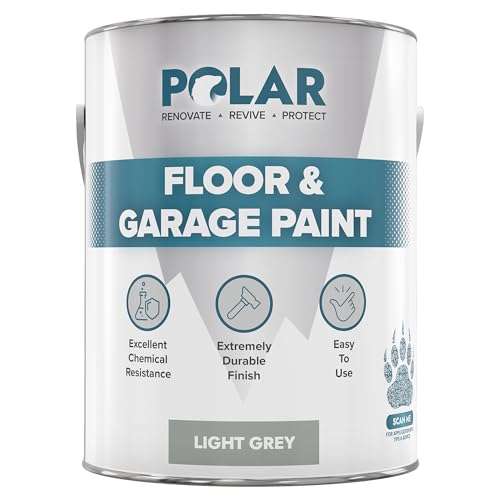 Polar Light Grey Floor & Garage Paint - 5 Litres | Ideal Garage Floor Paint for Garages, Warehouses & Concrete Floors | Hard Wearing & Slip Resistant Concrete Paint | Mid-Sheen Finish | Interior Use