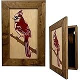 Bellewood Designs Red Cardinal Bird Gun Concealment Furniture - Handcrafted Hidden Gun Storage Wall Decor - Hidden Gun Shelf with Magnetic Lock for Quick Access