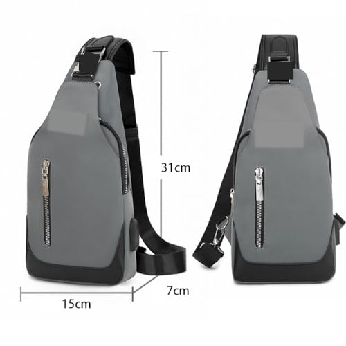 Crossbody Chest Bag Unisex Oxford Cloth Crossbody Bag Adjustable Shoulder Strap Headphone Jack Layered Travel Hiking Backpack4