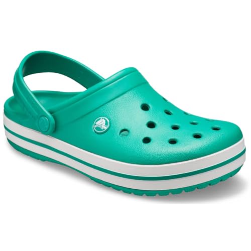 Image of crocs Unisex Adult Crocband Clog (11016-3TL), Deep Green /White, 8 UK