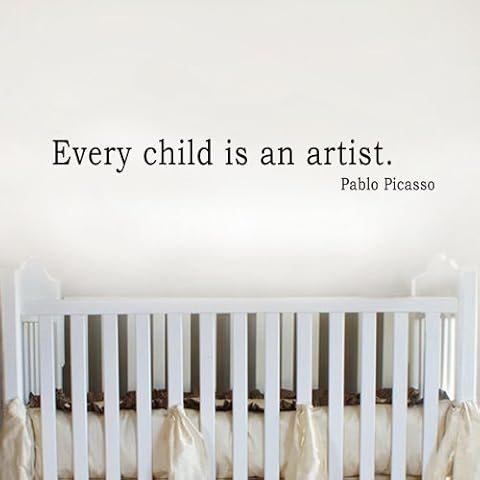 Picasso Quote - Every Child is an Artist - Wall Decal Children Artwork Display Decal (Custom, Large) Cover
