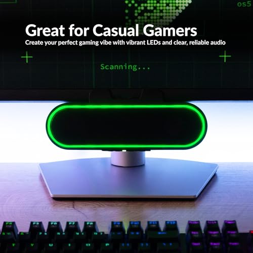 Image of Cyber Acoustics USB Speaker Bar with LED Lights (CA-2890GX) - USB Powered Speaker Bar for PC and Mac, Dynamic LED Lights Sync to Music, Clamps to Monitors up to 1.5 Inches, Great for Music and Gaming