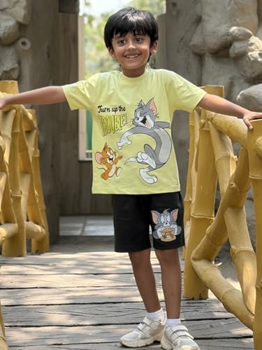 Image of Nap Chief Kids Cotton Official Tom & Jerry Co ord Set for Boys & Girls, T Shirt and Shorts for Casual Wear