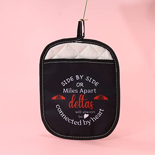 Vamsii Dst Inspired Sisterhood Pot Holders Deltas Will Always Be Connected By Heart Hot Pot Mat Gift For Her Kitchen Decor (Dst Oven Mitt) #TOP2