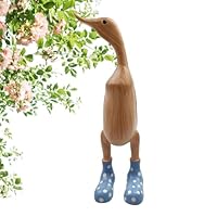 Qurygin Spotted Rain Boots Duck Statue Decor - Cartoon Duck Figurine, Wooden Duck Rain Boots Ornament, Animal Sculpture Fake Wooden Duck, Wooden Duck Statue Decor, For Home Bedroom Bedside Table