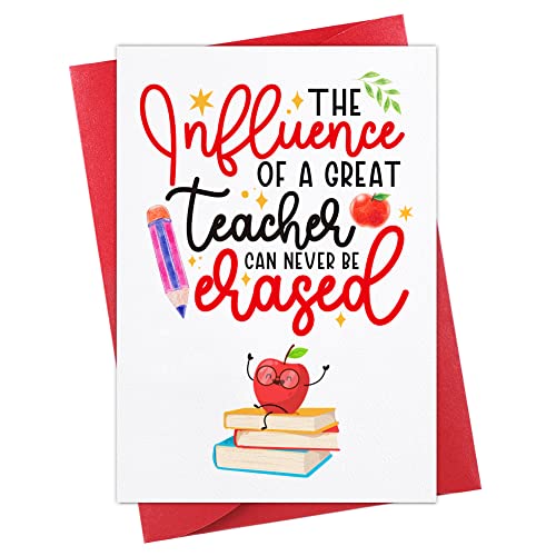 SICOHOME Teacher Appreciation Card for Women Teacher Thank You Teacher Card The Influence of A Great Teacher Can Never Be Erased Teacher Appreciation Greeting Card for Teacher Graduation from Students