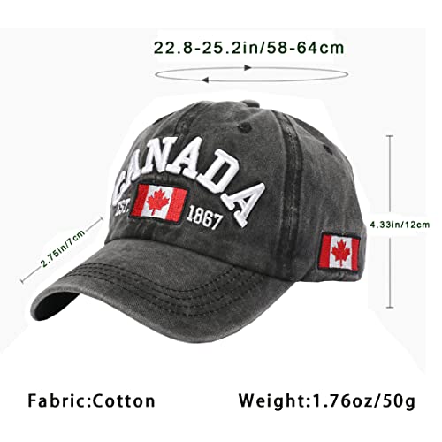 Foetest Adjustable Cap Cotton Hat Baseball Cap Canada Cap Hat Flag Cap Casual Headwear Embroidery Black #TOP6