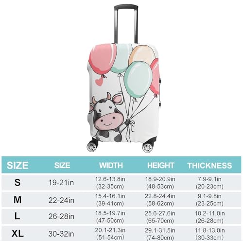 Elastic Luggage Cover Protector Balloon And Cow Washable Suitcase Sleeve Durable Travel Suitcase Case Cover with Zipper Openings Fits 19-32 Inch Luggage (M)2