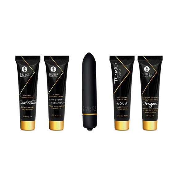 Kit sexual de productos eróticos de shunga Es la combinación perfecta para un fin de semana. Con este kit pondrás a prueba tus limites de placer y los de tu amante.