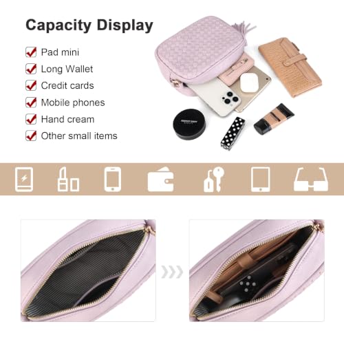 Image of AFKOMST Woven Crossbody Bag, Small Summer Purse and Boho Bag for Women | Vegan Leather, Roomy Space, 2.3L Capacity, fits iPad mini /Long Wallet /Kindle, Versatile for Daily Use /Casual /Date /Office
