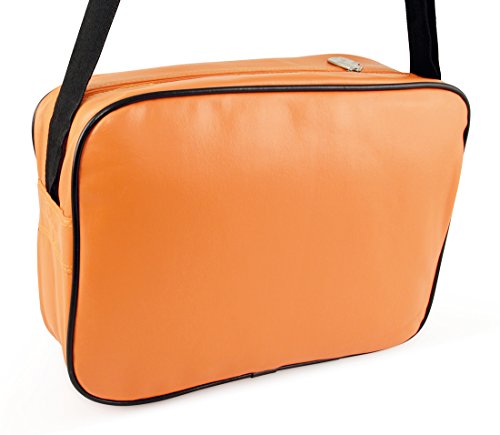 BRISA VW Collection - Volkswagen Shoulder Travel Messenger Bag with VW T1 Bus Campervan Motif (Circles/Orange)2