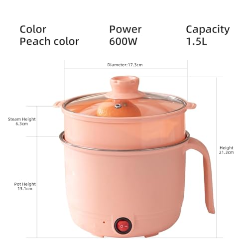 Image of Electric Mini Cooking Pot, 1.5L, Non-Stick Interior Multipurpose Electric Kettle with Ceramic Coating 1.2L|Boil, Steam, Fry, Saute|Multi Cooker kettle for Water,Milk,Egg, Tea,Soup,Coffee