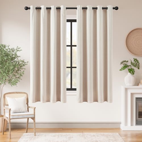 Room Darkening Linen Curtains 72 Inches Long 2 Panels, Rich
