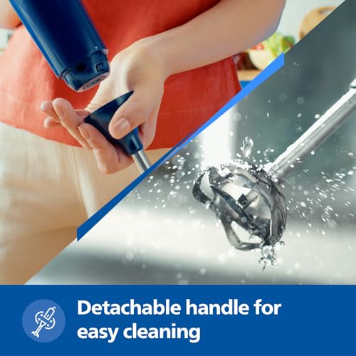Image of PHILIPS HL1683 /00 Hand Blender | Powerful 300W Motor | with Rust free steel arm | Easy single trigger operation | Specially designed blades | Wall bracket for easy storage, 2year warranty Blue & White