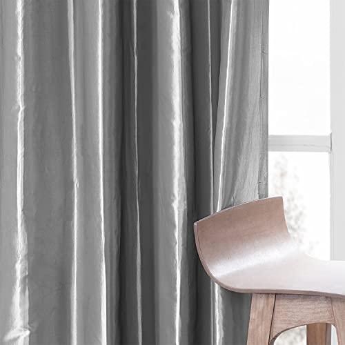 Image of HPD Half Price Drapes Ruched Faux Taffeta Silk Curtains 84 Inches Long Room Darkening Curtains for Bedroom & Living Room (1 Panel), 50W x 84L, Platinum