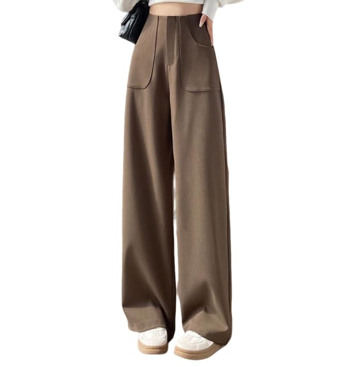 Solid Color Suit Wide Leg Pants Womens Spring High Waist Casual Straight Leg Floor Pants